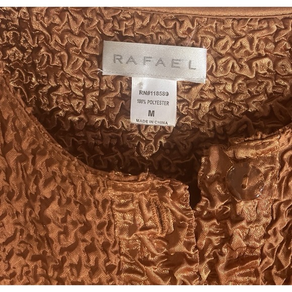Vintage Y2K Rafael Copper Crinkle Lightweight Cardigan Jacket Women's Size M 775 - Picture 2 of 7